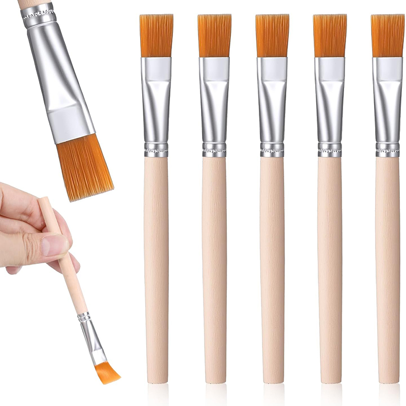Woodworking Oil - 5Pcs 나무 손잡이 작은 페인트 브러쉬