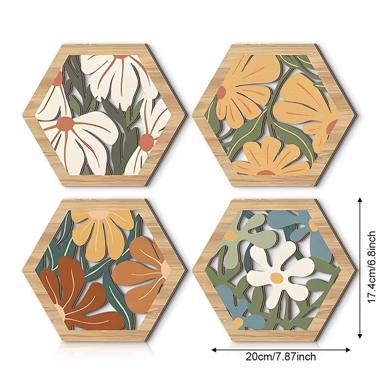 4개의 보헤미안 스타일 꽃무늬 육각형 나무 벽 장식 ( - Xfasten Woodworking Tape 리뷰 및 가격