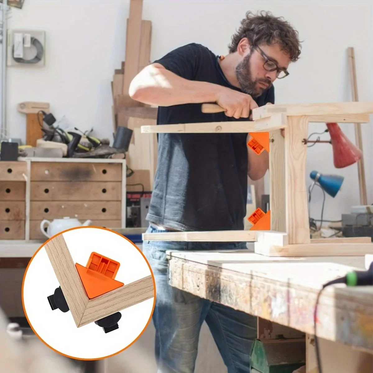 4개입 직각 고정 클립 조절 가능한 스윙 코너 클램프  - Woodworking Right Angle Clamp 리뷰 및 가격